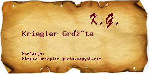 Kriegler Gréta névjegykártya